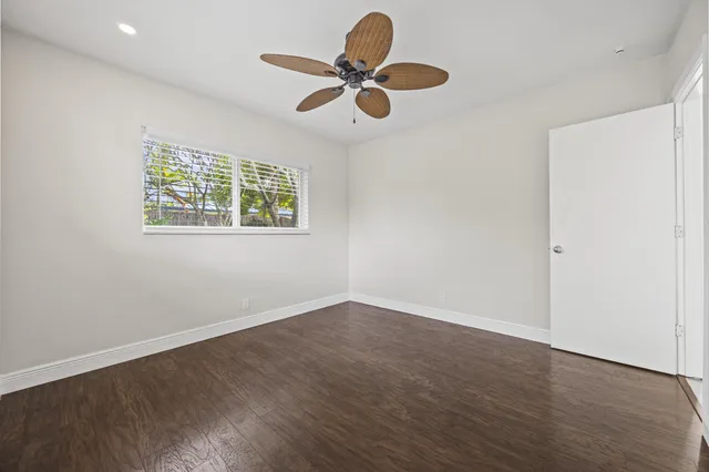 a view of a yard with palm trees