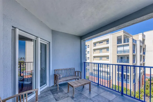 a view of a room with a deck