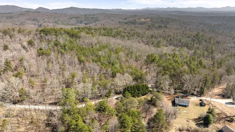 a view of a large mountain with trees in the background