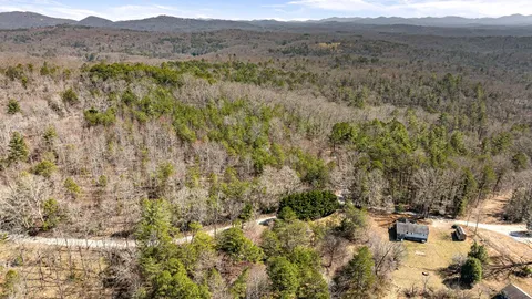 a view of a large mountain with trees in the background