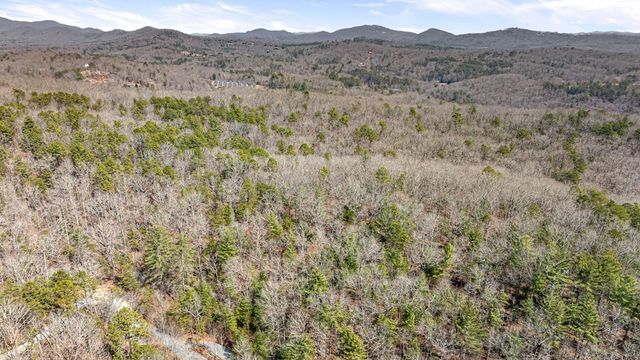 a view of a mountain range with trees in the background