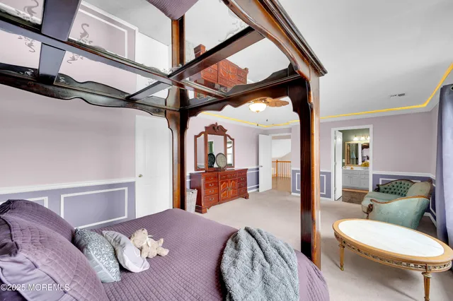 an aerial view of residential house with outdoor space and swimming pool