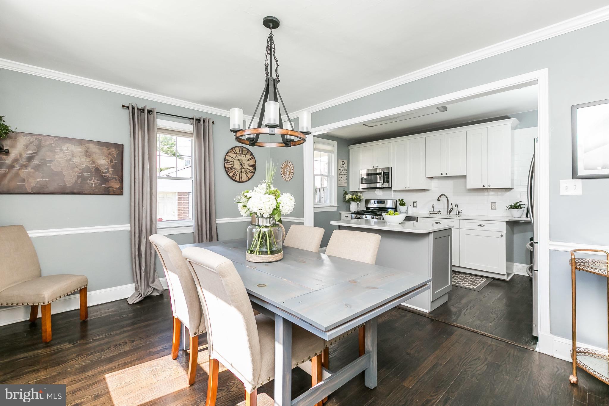 419 Hopkins Road Baltimore, MD 21212 - Photo 7 of 30 a kitchen with a dining table chairs and white cabinets