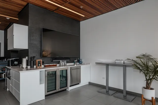 a kitchen with a stove and a microwave