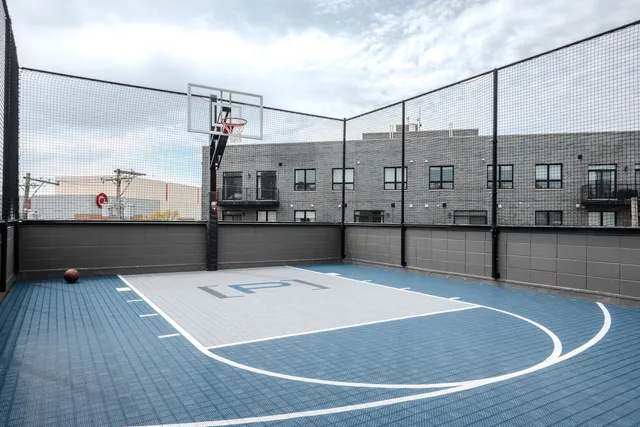a view of a building from a balcony
