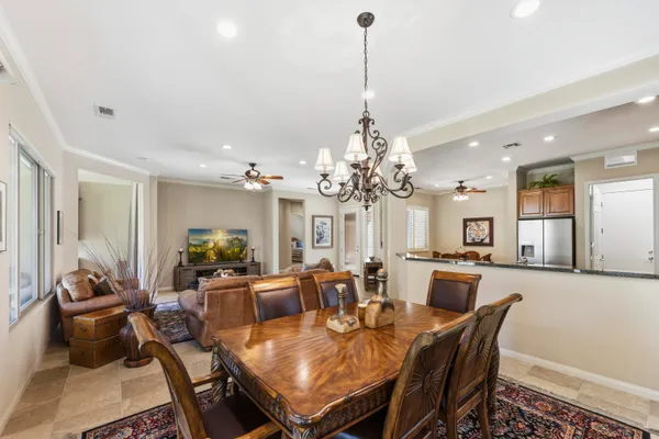 a view of a dining room and livingroom view