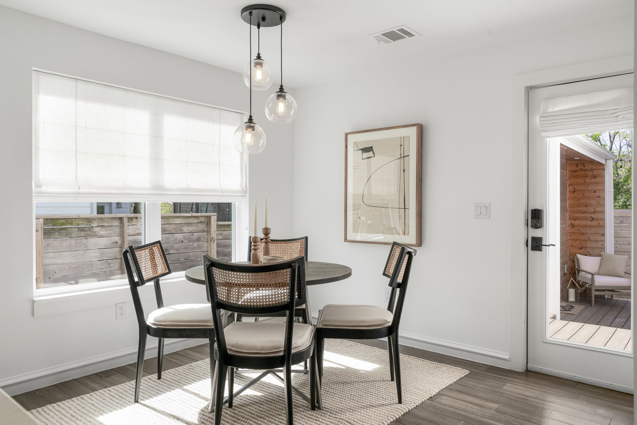 605 Harris Avenue Austin, TX 78705 - Photo 17 of 34 The sunny dining nook is one of those spaces that quietly becomes a favorite with the natural light providing a great space to enjoy a leisurely breakfast or to finish up homework.