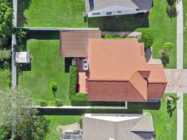 an aerial view of a house