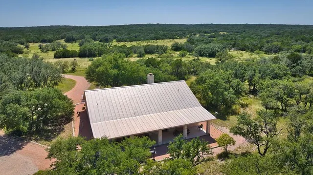 an aerial view of a house