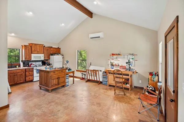 a view of yard from a balcony