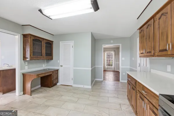 a refrigerator in a kitchen