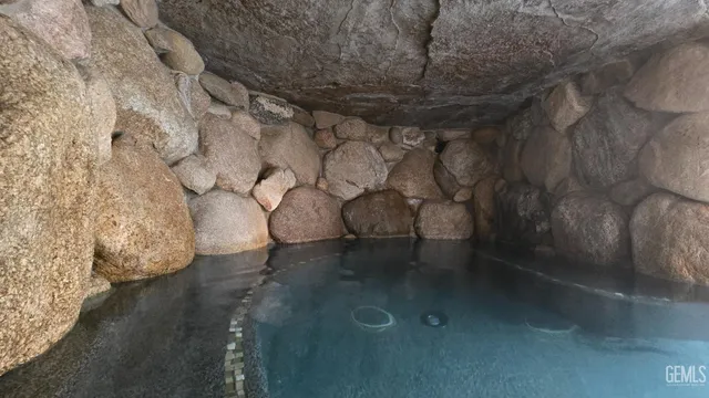 a view of backyard space with palm trees