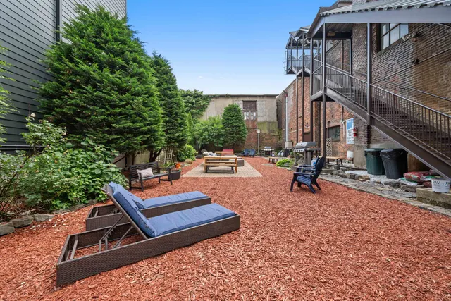 a view of outdoor space with seating