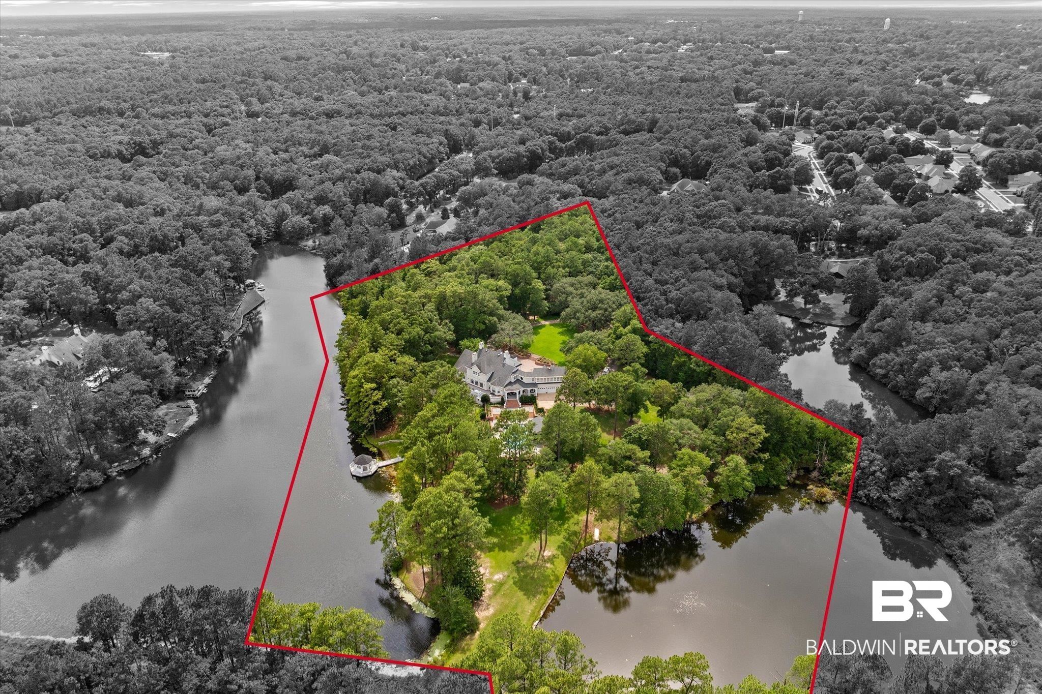 8561 Dawes Lake Road Mobile, AL 36619 - Photo 54 of 63 View of property location with a large body of water and property parcel outlined