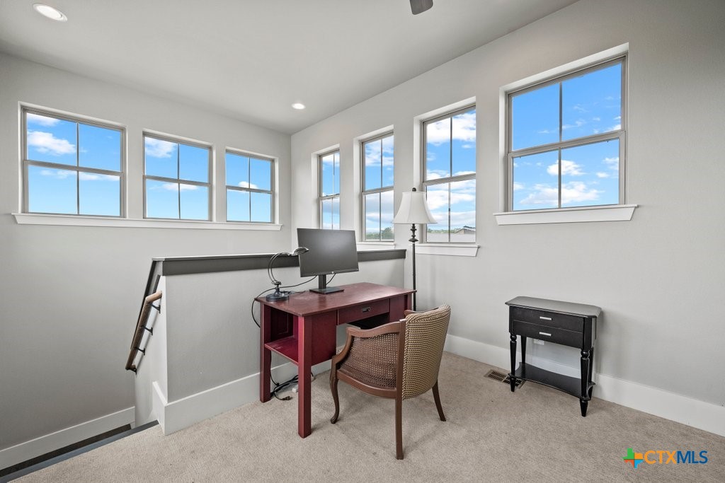 1165 Turtle Trail New Braunfels, TX 78130 - Photo 35 of 48 a view of a workspace with furniture and a window