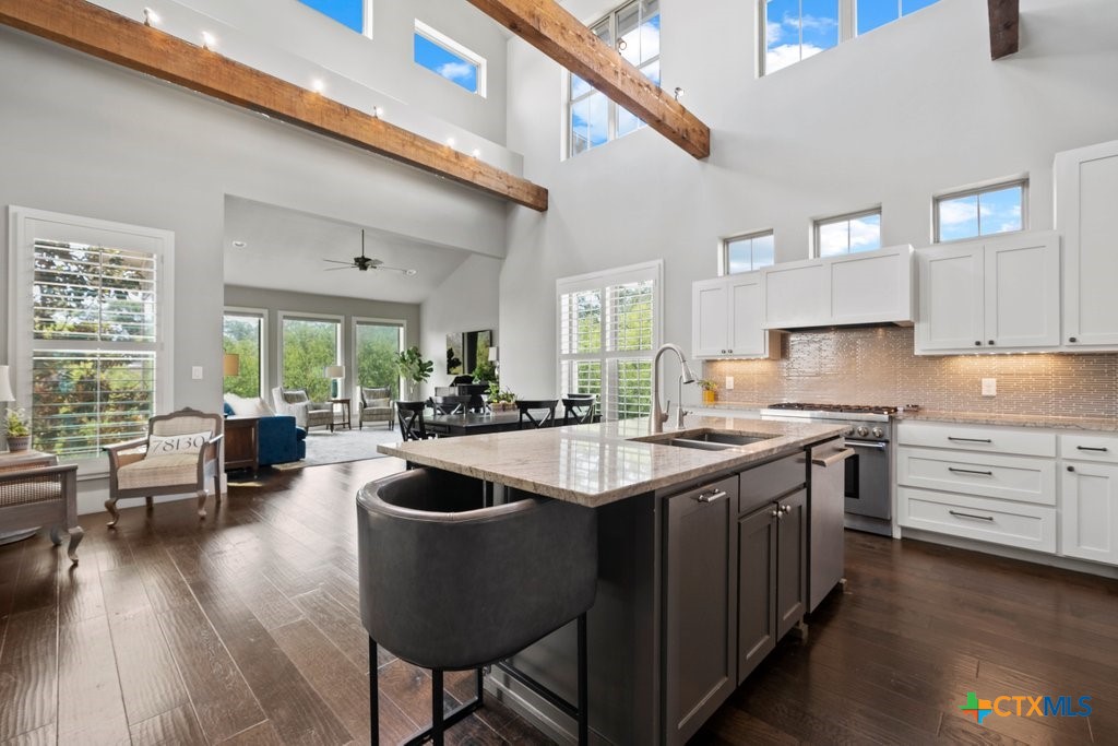 1165 Turtle Trail New Braunfels, TX 78130 - Photo 5 of 48 a kitchen with stainless steel appliances granite countertop a lot of counter space and wooden floors