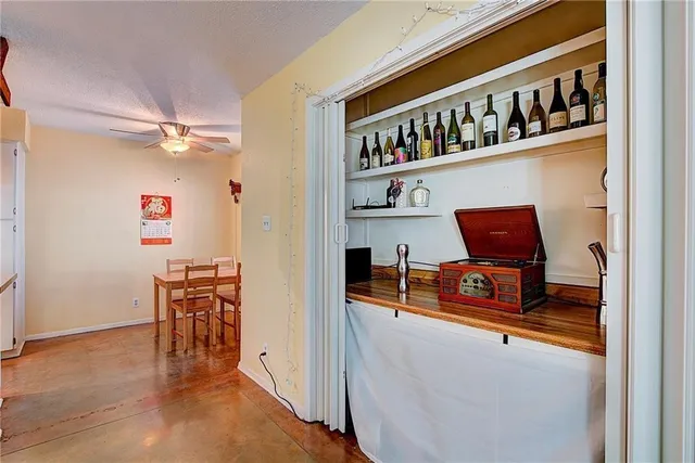 a workspace with furniture and closet