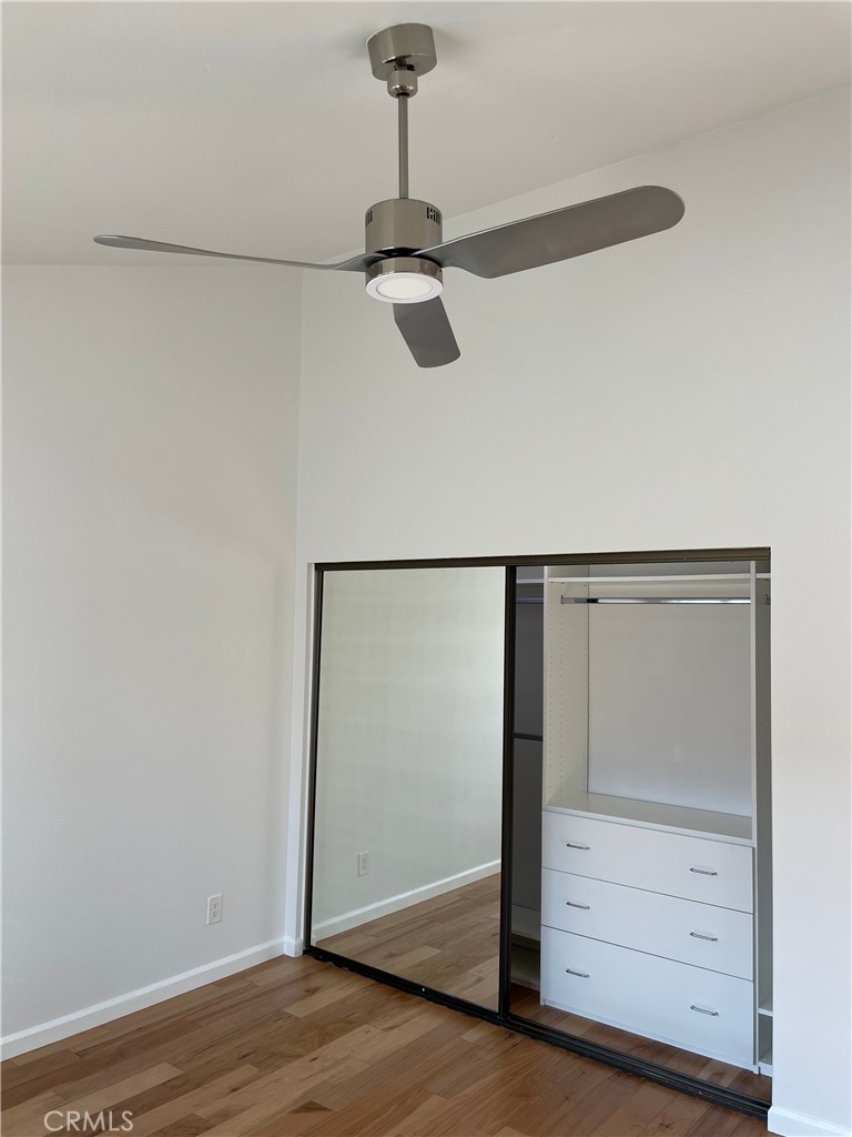 333 Virginia Street, Unit 9 El Segundo, CA 90245 - Photo 57 of 75 Guest Bedroom Vaulted Ceiling, Ceiling Fan & Closet with Built-In Dresser