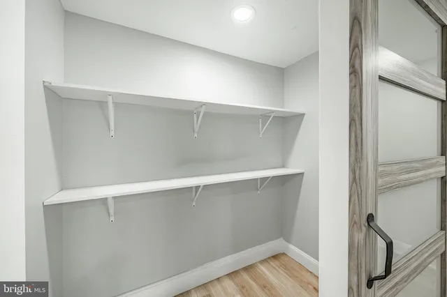 a view of an empty walk in closet