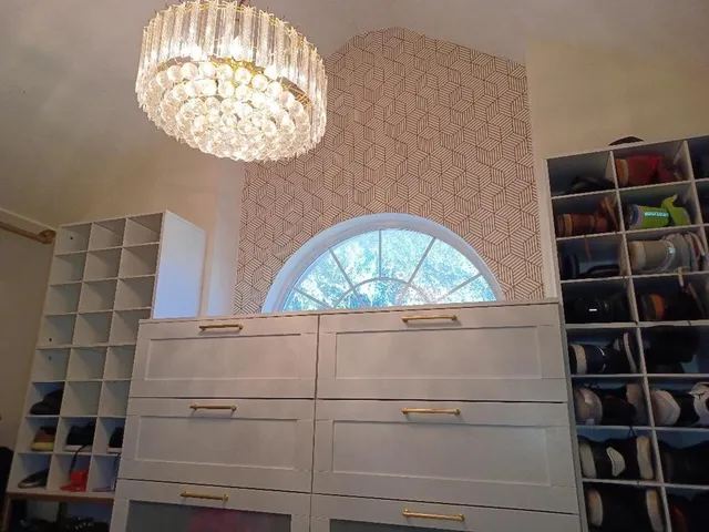 a view of an empty walk in closet