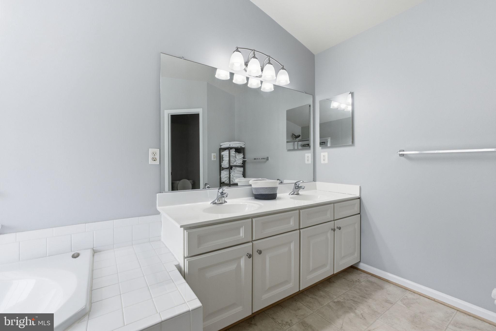 13119 Bigleaf Maple Court Gainesville, VA 20155 - Photo 25 of 36 a bathroom with a sink a large mirror and a vanity