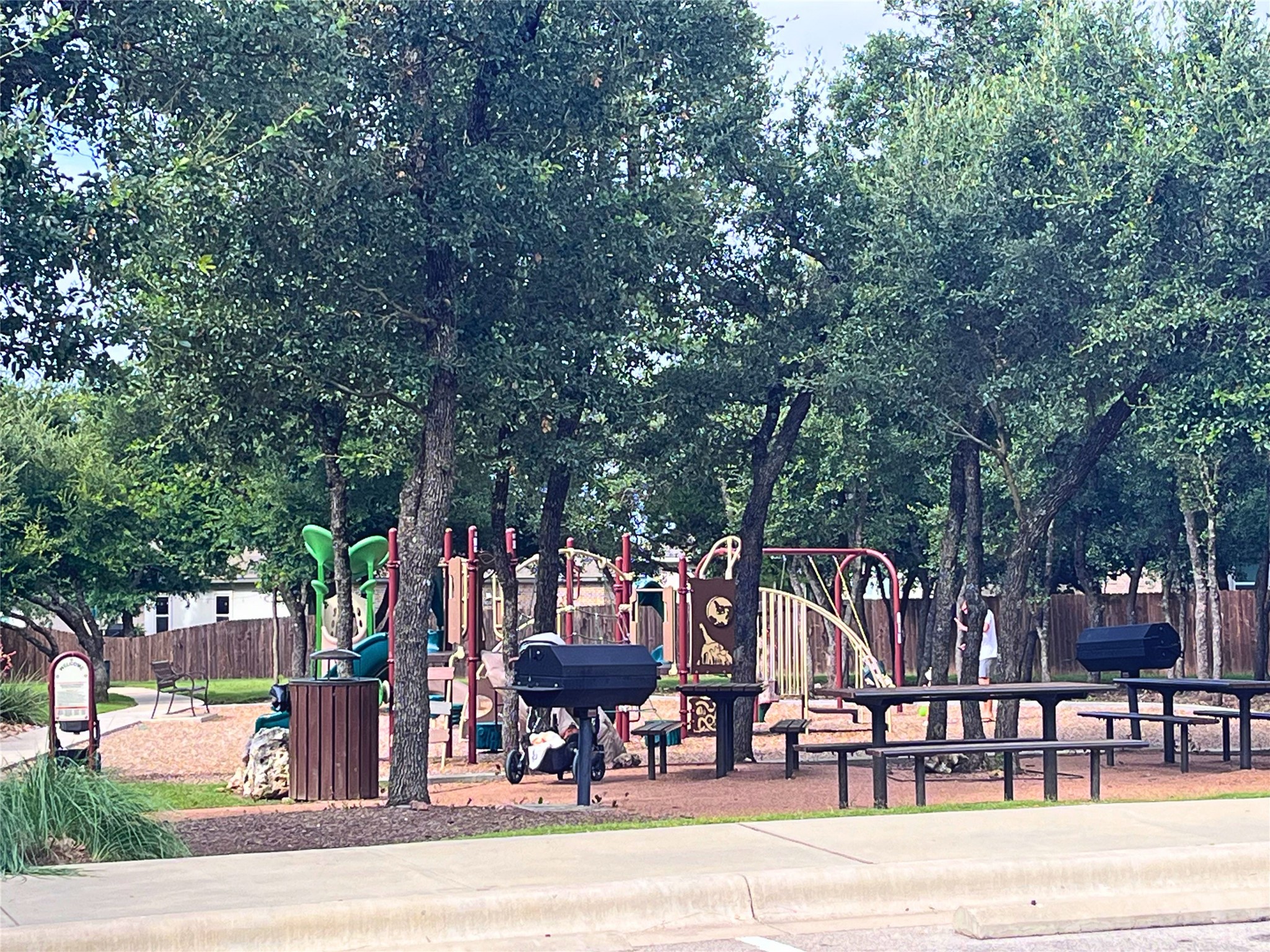 2417 Bridges Ranch Road Georgetown, TX 78628 - Photo 11 of 36 A community gathering space features a vibrant playground and ample picnic areas amidst mature trees.