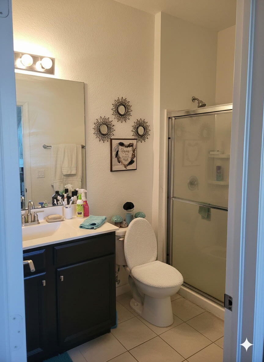 1021 Northwest 40th Terrace Lauderhill, FL 33313 - Photo 5 of 9 a bathroom with a toilet a sink and mirror