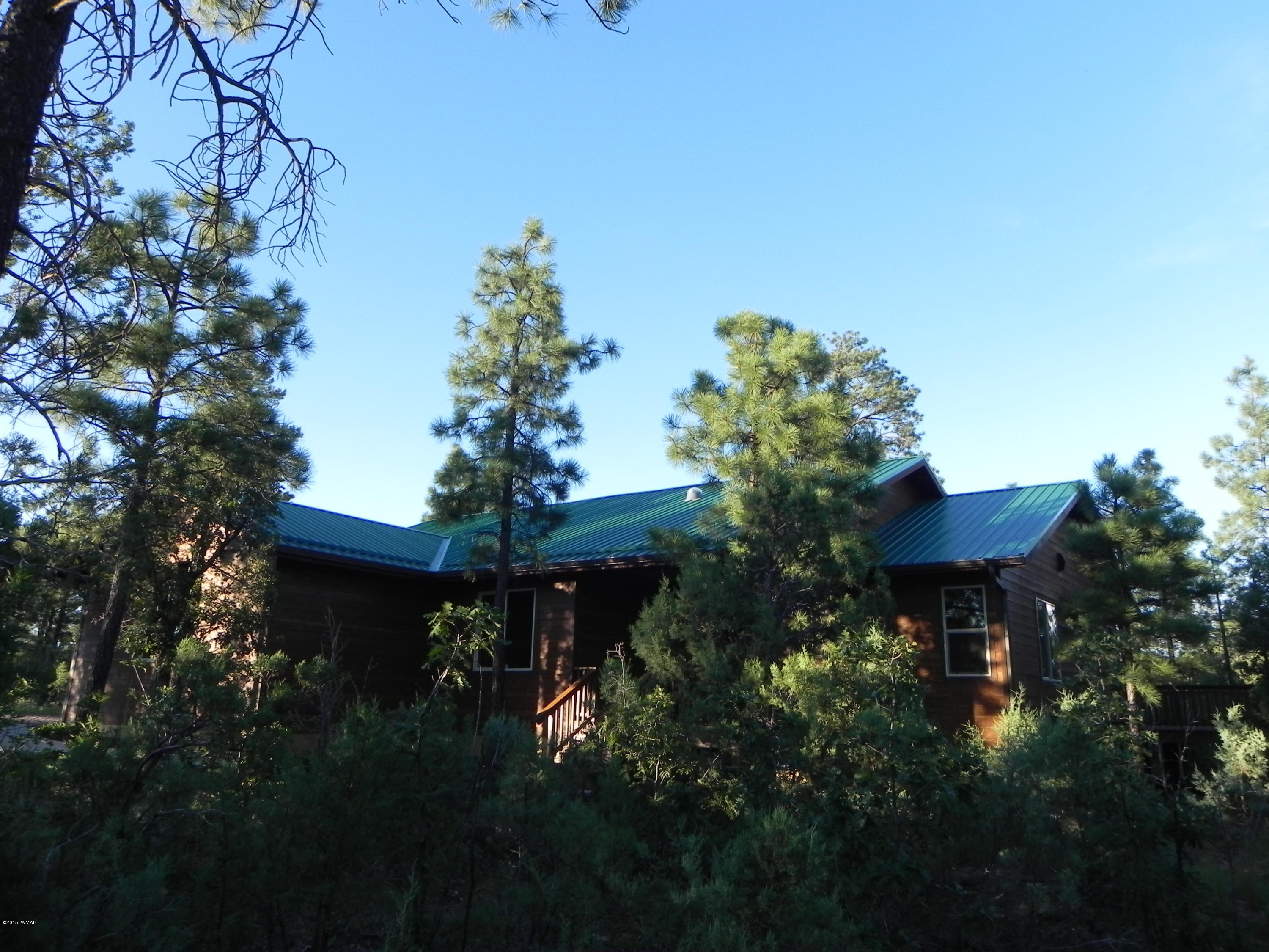 5975 Luminary Way Lakeside, AZ 85929 - Photo 2 of 44 a backyard of a house with table and chairs plants and large trees