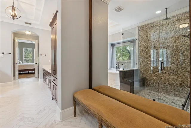 a room with gym equipment and view