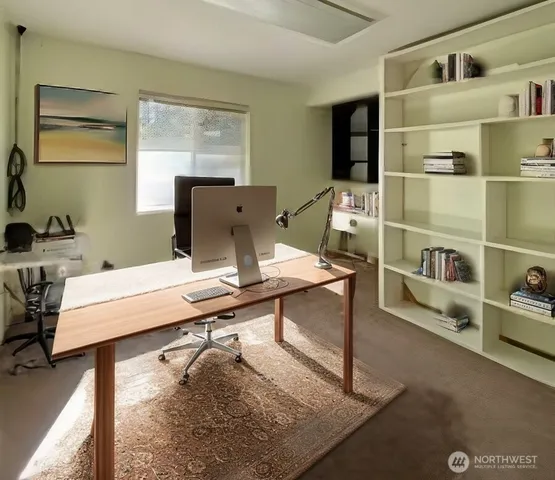 a workspace with furniture