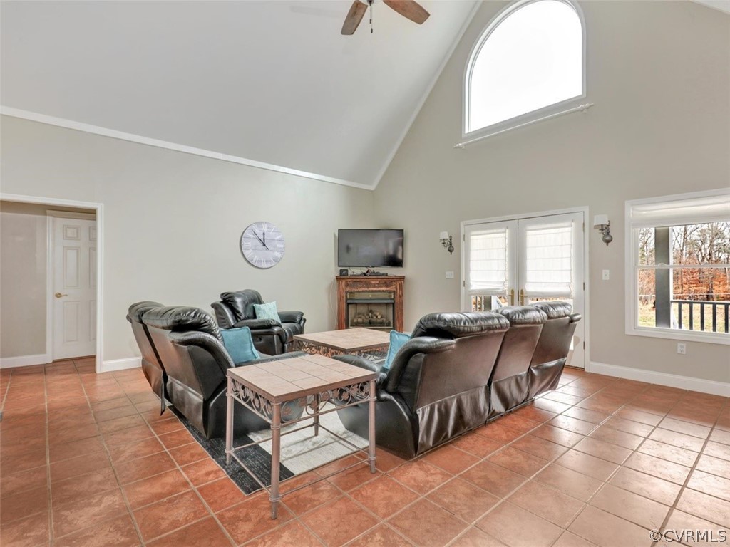 2932 Roundabout Road Louisa, VA 23093 - Photo 13 of 36 Family room with tile flooring, vaulted ceiling, f