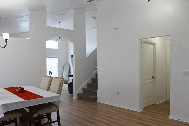 a workspace with furniture and wooden floor