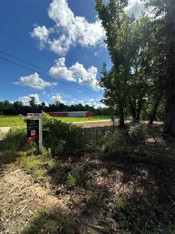 a view of a garden with a building in the background