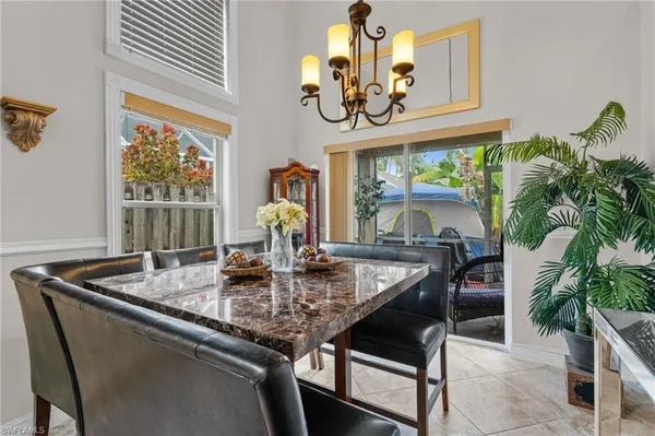 a dining table with chairs and a table