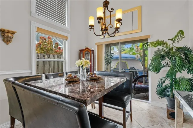 a dining table with chairs and a table