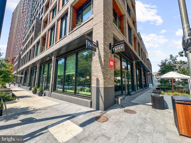 a view of a building with a garden