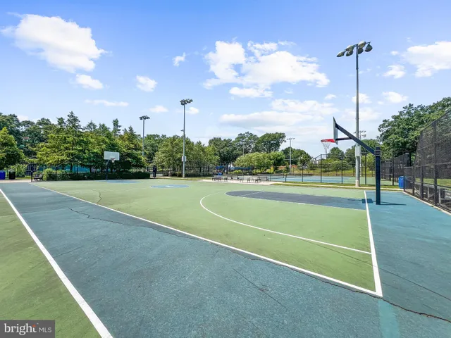 a view of a building with sitting area