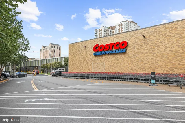 a view of a building with a street