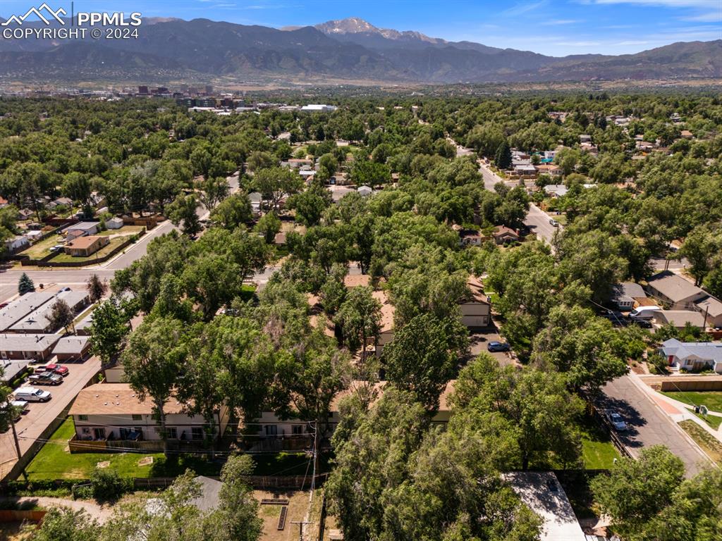 757 Alexander Road, Unit C Colorado Springs, CO 80909 - Photo 25 of 29 Birds eye view of property with a mountain view