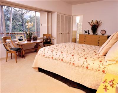 249 Crescent Road San Anselmo, CA 94960 - Photo 6 of 7 a bedroom with a bed and large windows