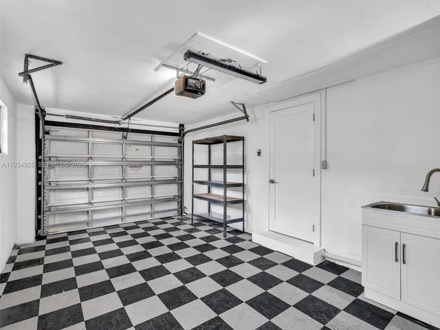 a black and white checkered floor