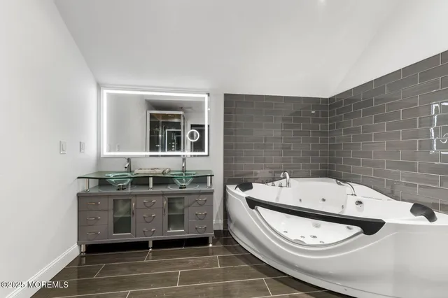 a backyard of a house with seating space