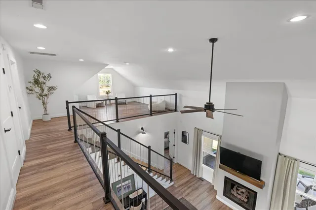 a view of a garden with a small pool