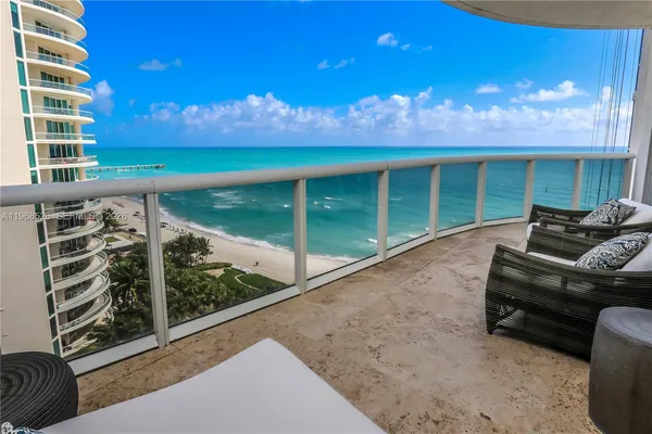 a balcony with city view