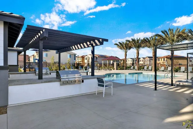 a view of a park with a slide