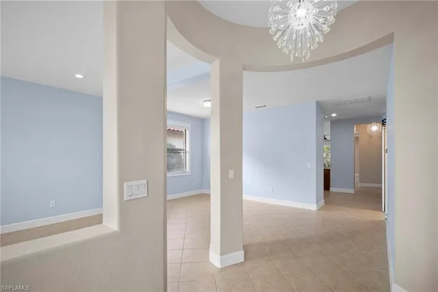 en view interior of the room and chandelier