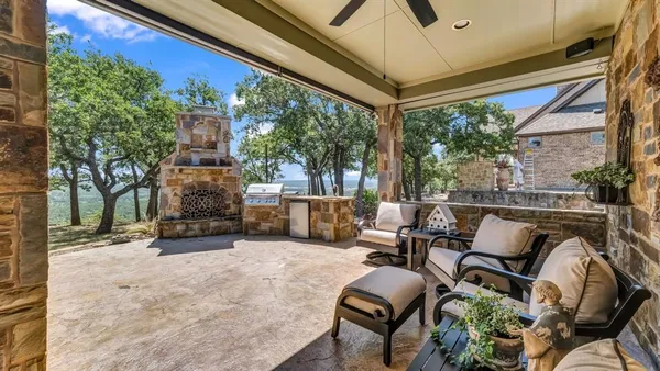 a view of porch with seating space