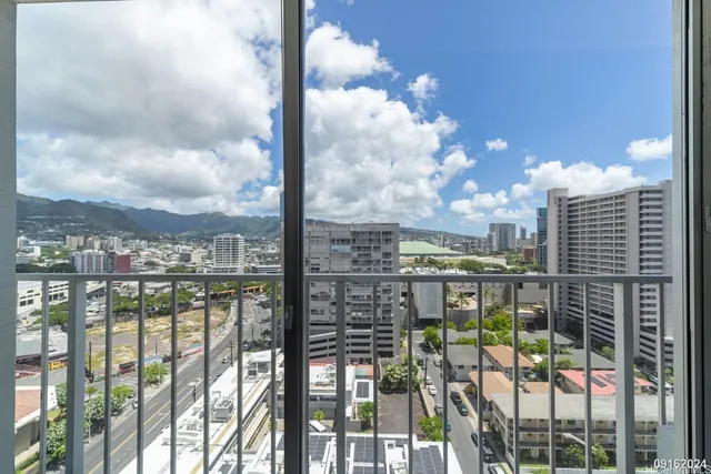 a city view from a balcony