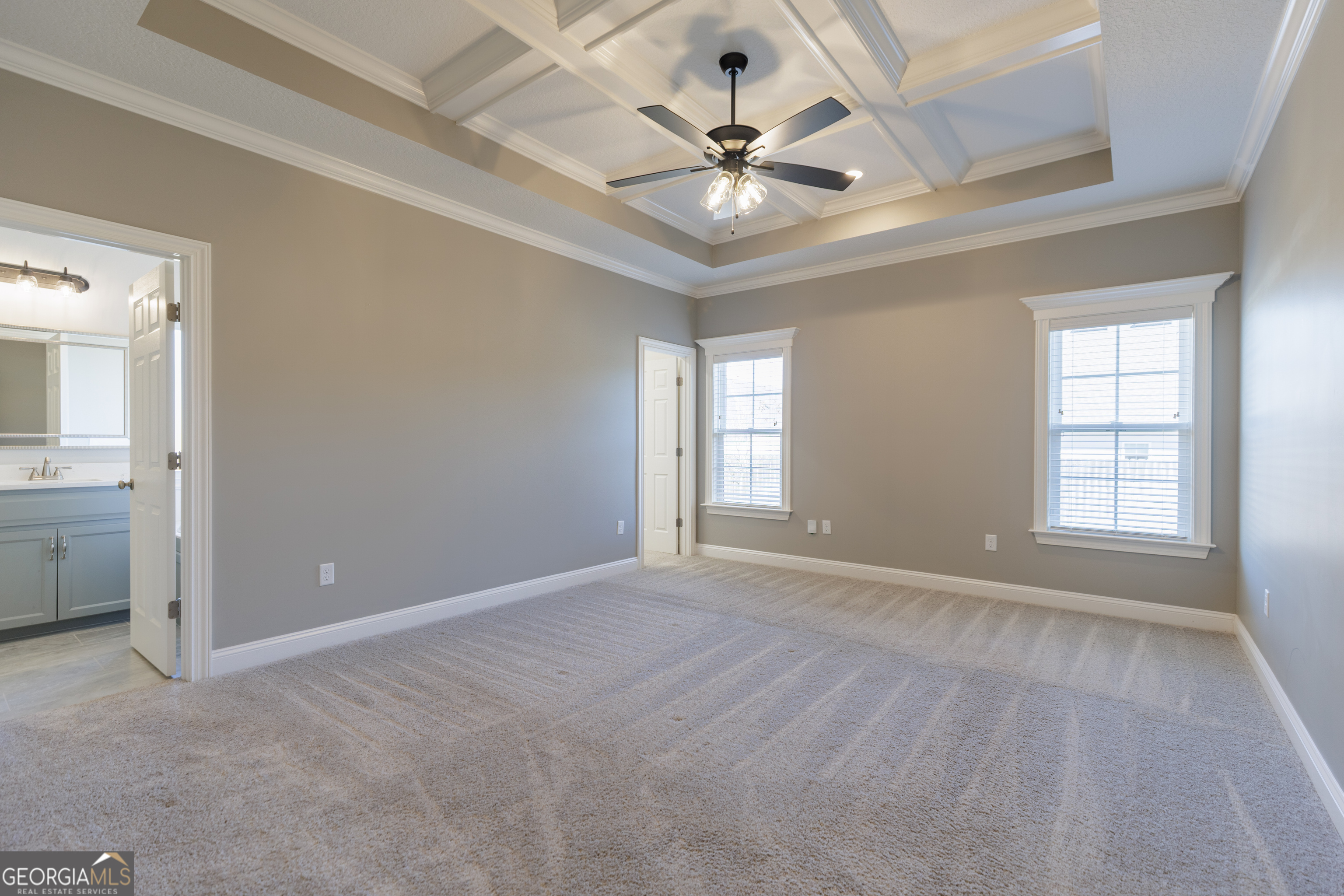 3001 Houser Way Hahira, GA 31632 - Photo 18 of 57 an empty room with chandelier fan and windows