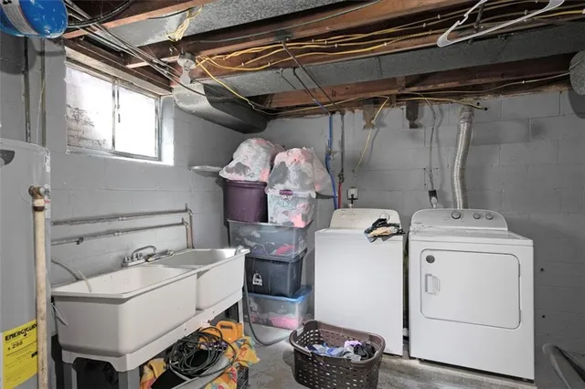 a utility room with dryer and washer